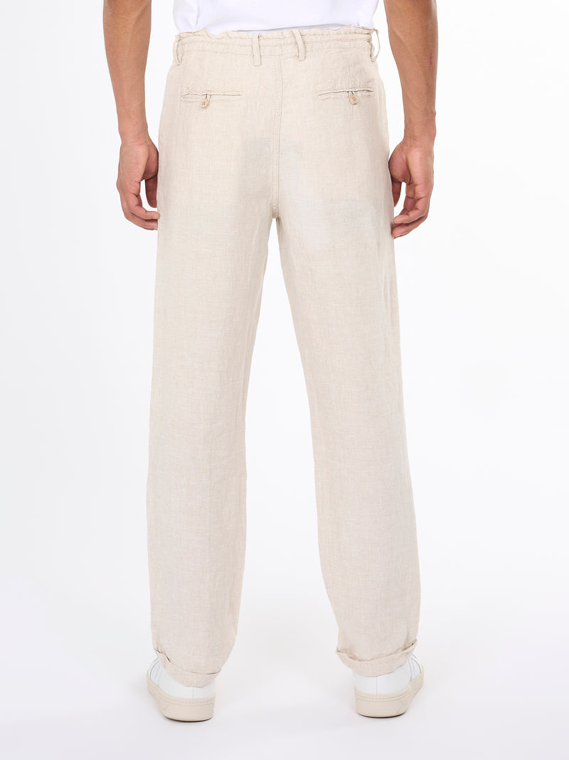 KnowledgeCotton Apparel - MEN Loose fit natural linen pant Pants 1228 Light feather gray