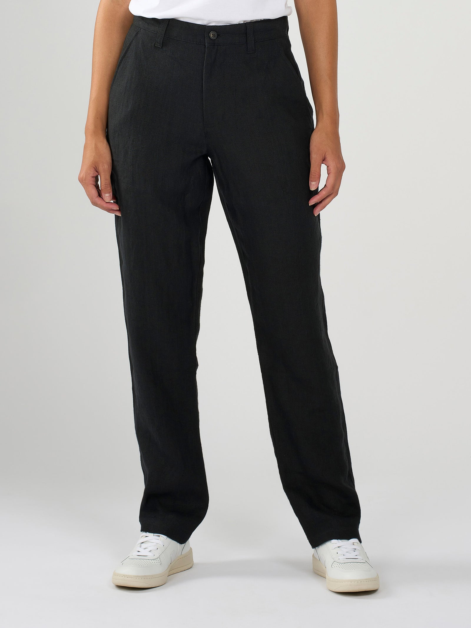 Loose natural linen pants Black Jet