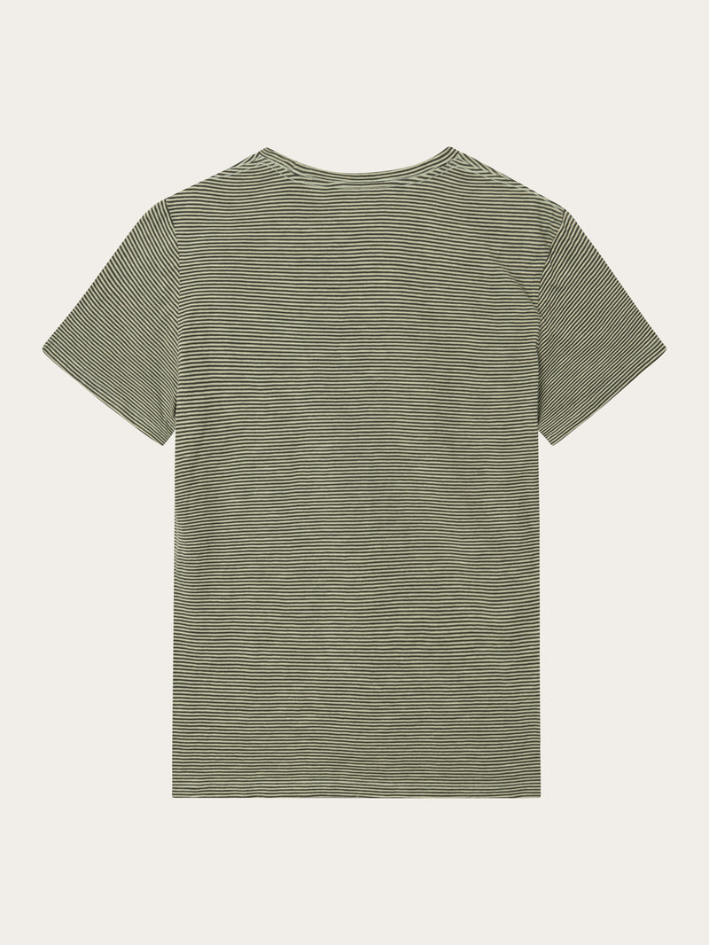 KnowledgeCotton Apparel - MEN Narrow striped slub t-shirt T-shirts 1380 Swamp