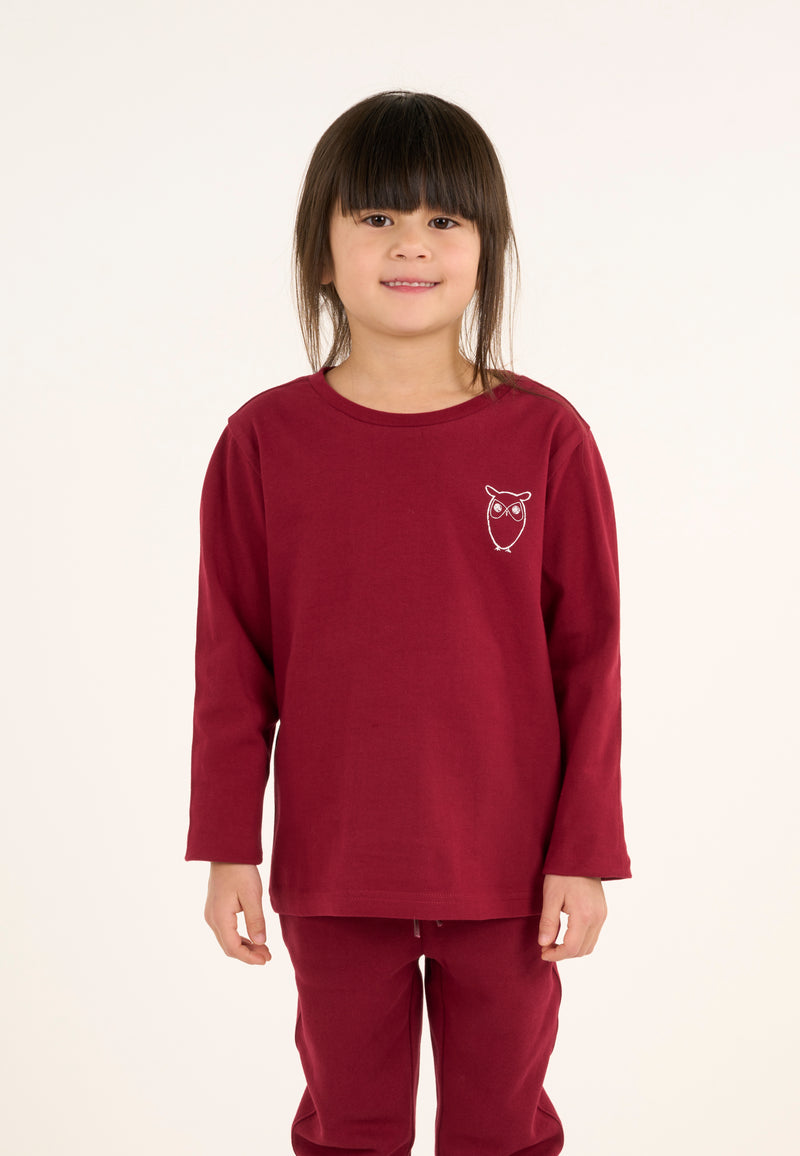 KnowledgeCotton Apparel - YOUNG Owl long sleeve t-shirt Long Sleeves 1364 Rhubarb