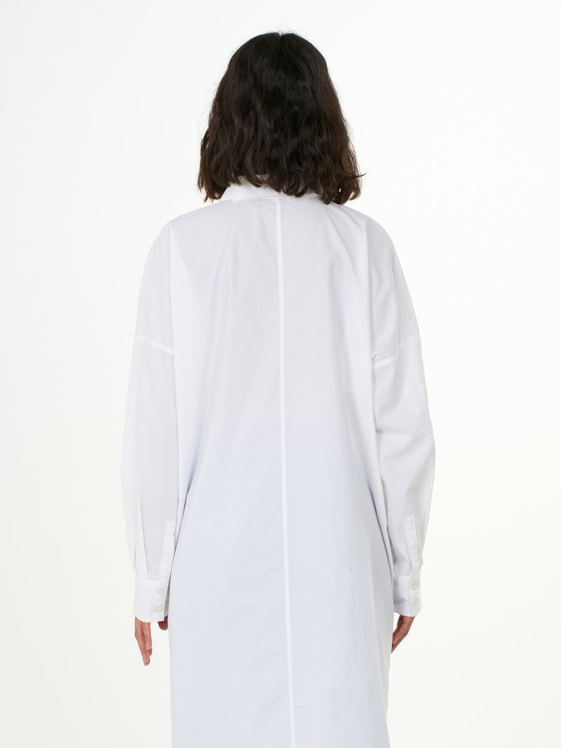 KnowledgeCotton Apparel - WMN Poplin dropped shoulder shirt dress Dresses 1010 Bright White