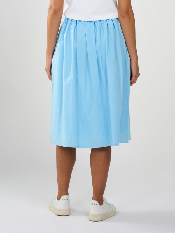 KnowledgeCotton Apparel - WMN Poplin elastic waist skirt Skirts 1377 Airy Blue