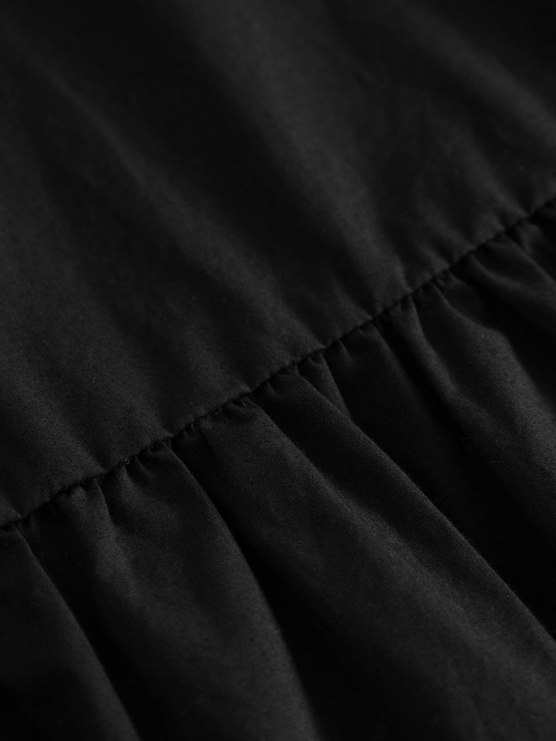 KnowledgeCotton Apparel - WMN Puff sleeve poplin dress Dresses 1300 Black Jet