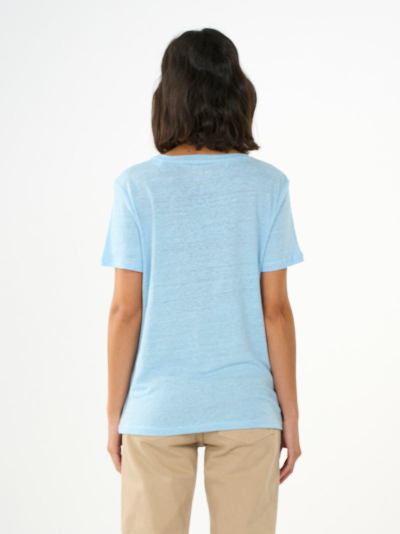 KnowledgeCotton Apparel - WMN Reg linen t-shirt T-shirts 1377 Airy Blue