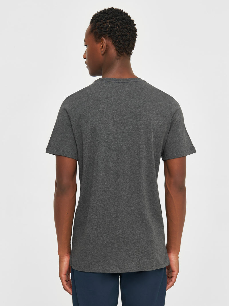 KnowledgeCotton Apparel - MEN Regular fit Basic tee T-shirts 1073 Dark Grey Melange