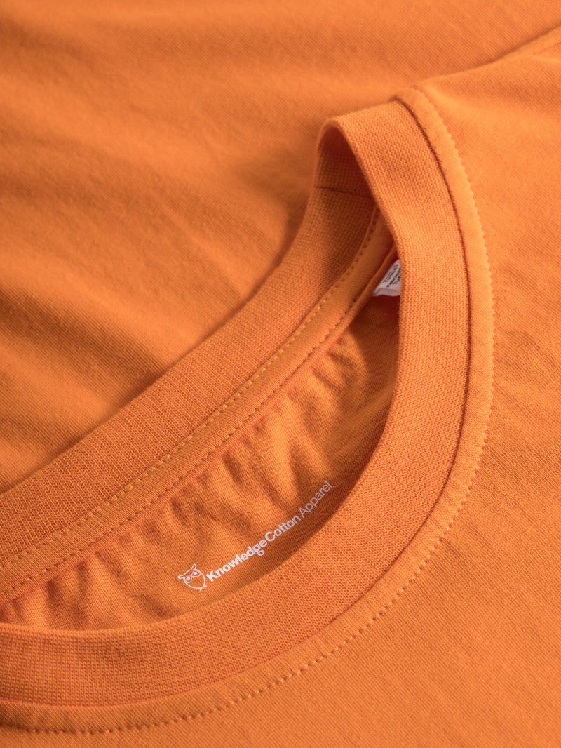 KnowledgeCotton Apparel - MEN Regular owl chest print t-shirt T-shirts 1382 Russet orange