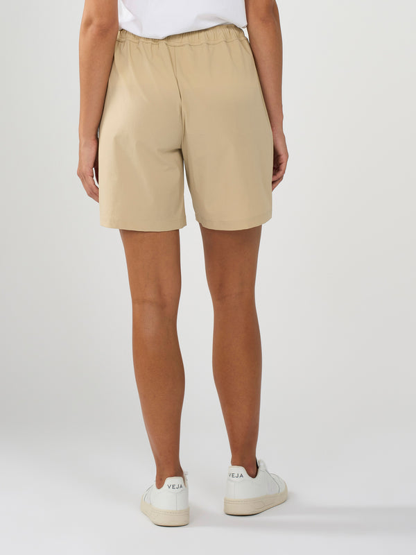 KnowledgeCotton Apparel - WMN Stretch ribstop elastic waist shorts Shorts 1347 Safari