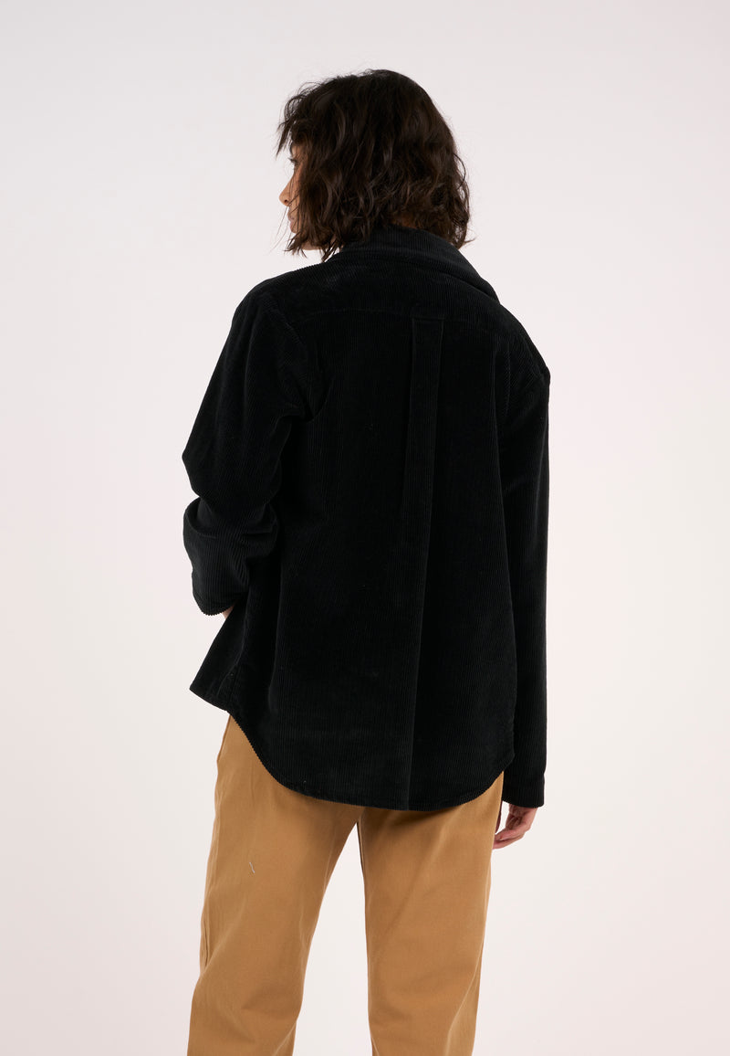 KnowledgeCotton Apparel - WMN Stretched 8-wales corduroy overshirt Overshirts 1300 Black Jet