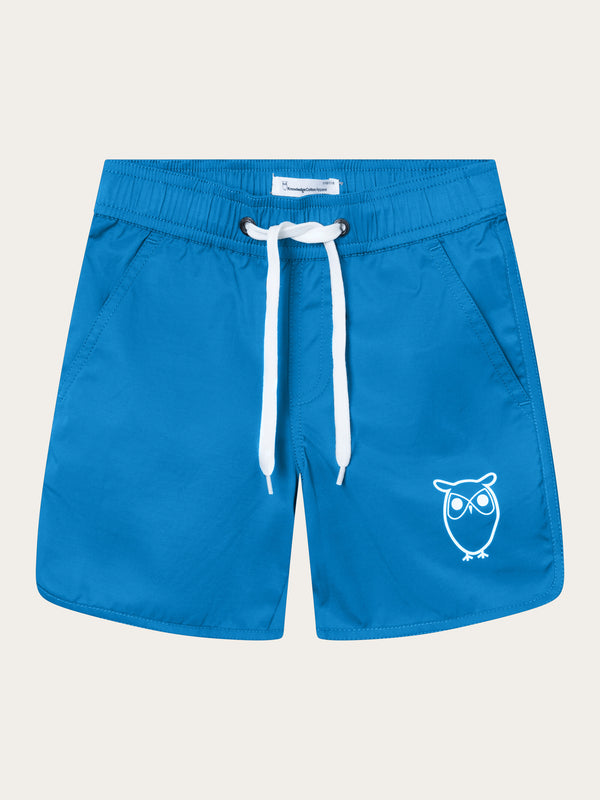 KnowledgeCotton Apparel - YOUNG Swim shorts with elastic waist and owl print Swimshorts 1357 Campanula