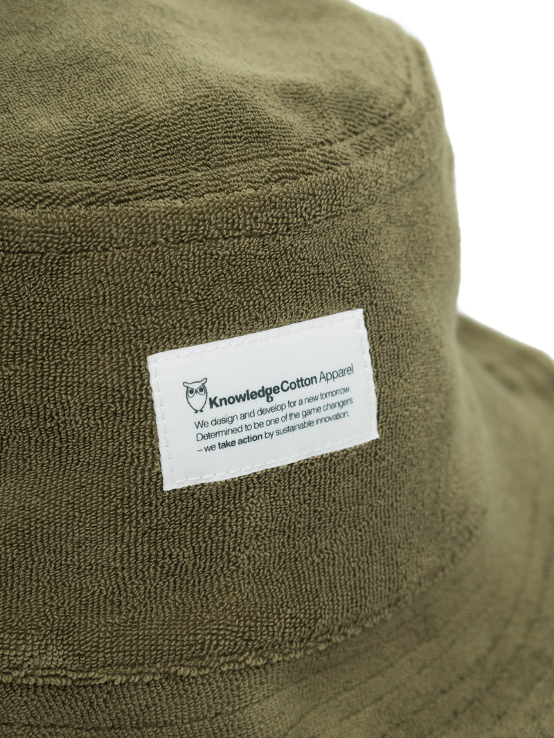 KnowledgeCotton Apparel - UNI Terry bucket hat Hats 1068 Burned Olive
