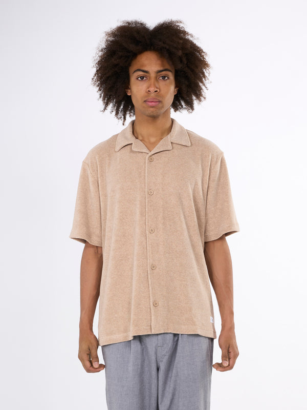 KnowledgeCotton Apparel - MEN Terry loose short sleeve shirt Shirts 1347 Safari