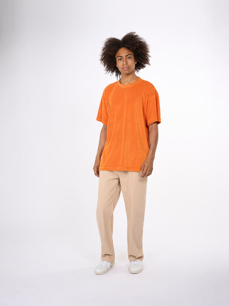 KnowledgeCotton Apparel - MEN Terry loose t-shirt T-shirts 1382 Russet orange